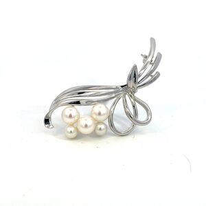 Mikimoto Estate Akoya Pearl Brooch Silver 6.50 mm M372